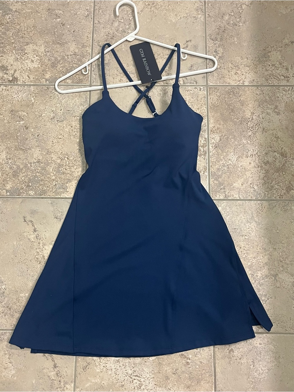 Gym Rainbow Women’s Workout Dress with Built-in Bra Navy Blue Women’s XS NWT